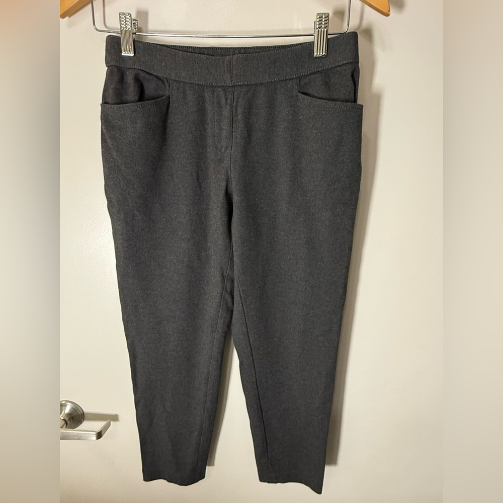 Lafayette 148 Punto Milano Knit Ankle Pants M Charcoal Patch Pocket
